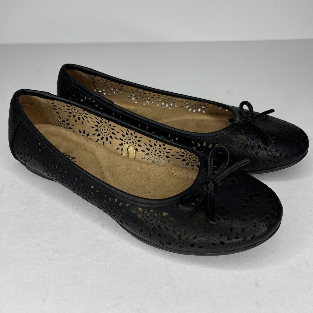 White Mountain Surprise Black Cut-Out Slip-On Ballet Slippers Womens Size 7.5 - Picture 2 of 9